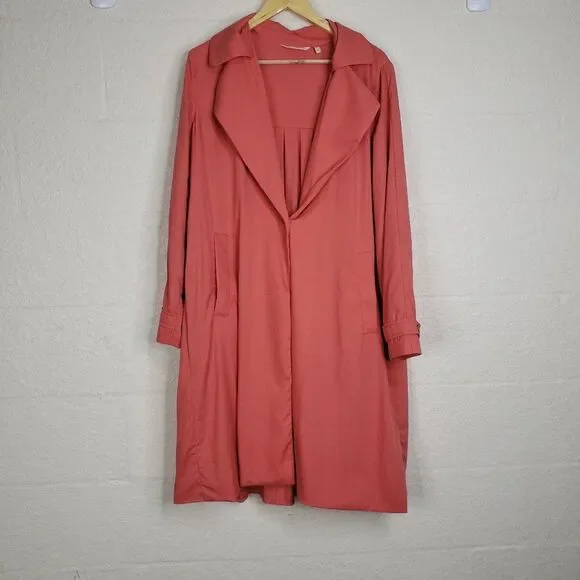 Soft Surroundings Coral Trench Coat Size Large